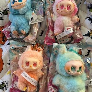 Cute Plush Monster Keychains Set Lafufu bag charm vinyl doll pendants set of 4